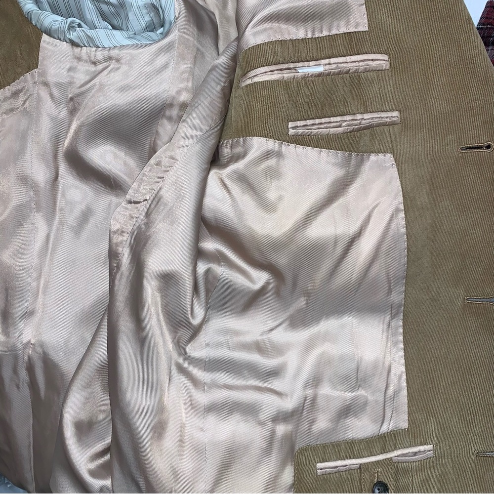 Calvin Klein Tan Taupe Brown Delicate Corduroy Blazer Sport Coat Fall Jacket 40L - Picture 9 of 12